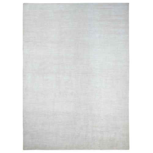 Daisy White, Plain Solid Pattern, Hand Knotted, Hand Spun Ghazni Wool, Lush and Plush, Oriental 