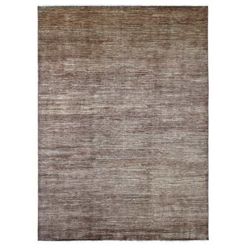 Mocha Brown, Plain Solid Pattern, Hand Knotted, Hand Spun Ghazni Wool, Lush and Plush, Oriental 