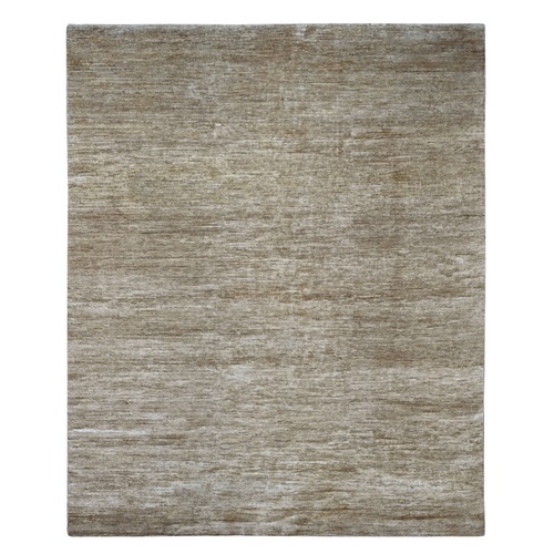 Coffee Brown, Plain Solid Pattern, Hand Knotted, Hand Spun Ghazni Wool, Lush and Plush, Oriental 