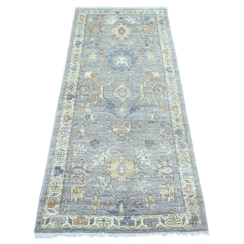 Spanish Gray, Peshawar with Heriz All Over Design, Densely Woven, Hand Knotted, High Mountain Wool, Runner, Oriental 