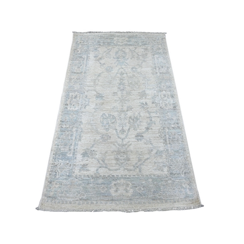 Daisy White, Afghan Angora Oushak with All Over Design, Hand Knotted, 100% Wool, Natural Dyes, Oriental 