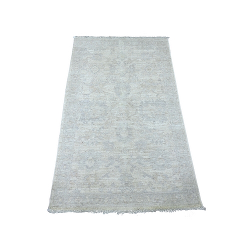 Oyster White, Afghan Angora Oushak with Faded Out Leaf Design, Hand Knotted, 100% Wool, Vegetable Dyes, Oriental 