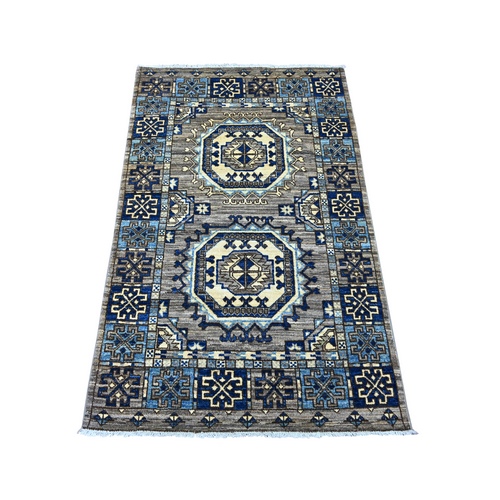 Fossil Gray, Afghan Ersari with Elephant Feet Design, Hand Knotted, Vegetable Dyes, Pure Wool, Oriental 