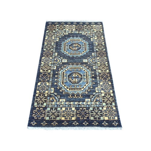 Charcoal Gray, Hand Knotted, Afghan Ersari with Elephant Feet Design, Denser Weave, Vegetable Dyes, Pure Wool, Oriental 