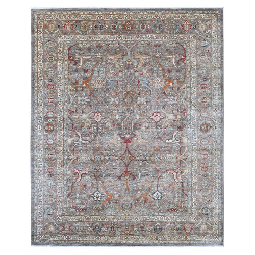 Beaver Brown, Peshawar with Bijar Garus Design, Hand Knotted, Vegetable Dyes, Densely Woven, 100% Wool, Oriental 