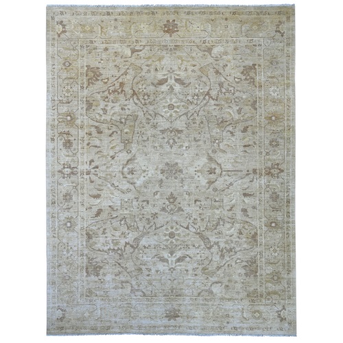 Stone Gray, Peshawar with Bijar Garus Design, Hand Knotted, Vegetable Dyes, Densely Woven, 100% Wool, Oriental 