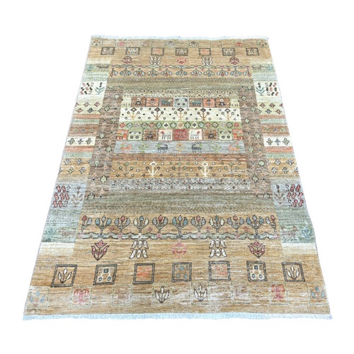 Shades of Brown, Fine Kashkuli Gabbeh with Small Animal Figurines, Hand Knotted, Soft Wool, Vegetable Dyes, Oriental 
