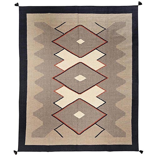 Khaki Brown, American Indian Southwest Geometric Design, Flat Weave, Hand Woven, 100% Wool, Oriental 
