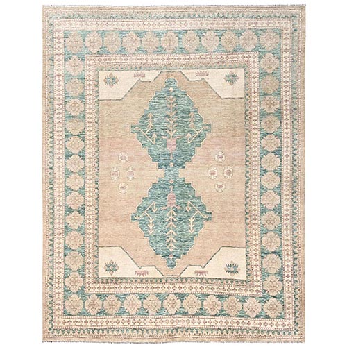 Irish Cream Brown, Anatolian Village Design, Turkish Knot, Sheared Low, Hand Knotted, 100% Wool, Zero Pile, Oriental 