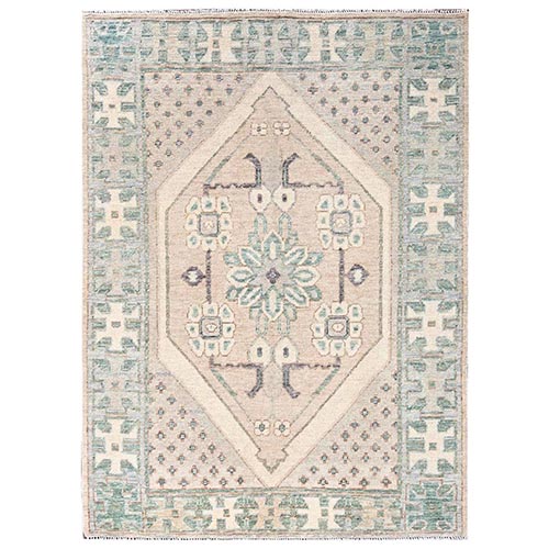 Irish Cream Brown, Anatolian Village Design, Turkish Knot, Hand Knotted, Zero Pile, Sheared Low, 100% Wool, Oriental 