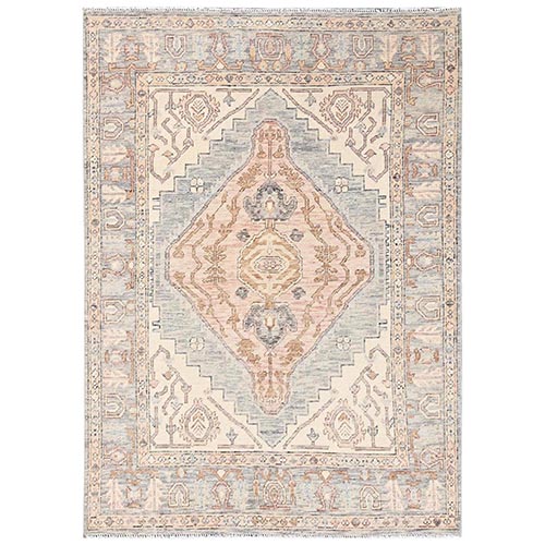 Irish Cream Brown, Hand Knotted, Anatolian Village Design, Turkish Knot, Zero Pile, Sheared Low, 100% Wool, Oriental 