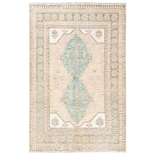 Sand Brown, Anatolian Village Design, Turkish Knot, Hand Knotted, Zero Pile, Sheared Low, 100% Wool, Oriental 