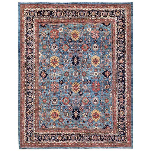 Light Blue, Heriz All Over Design, Aryana Grade, Vegetable Dyes, Soft Pile, Hand Knotted, High Mountain Wool, Densely Woven, XL, Oversized, Oriental 