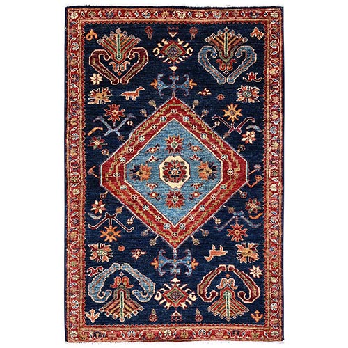 Yale Blue, Hand Knotted, Northwest Persian Village Design, Aryana Grade, Vegetable Dyes, Soft Pile, High Mountain Wool, Densely Woven, Oriental 