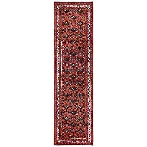 Salmon Color, New Persian Hussainabad with All Over Design, Hand Knotted, Full Pile, Soft and Shiny Wool, Runner, Oriental 