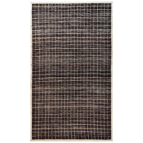 Chocolate Brown, Tone on Tone, Moroccan Weave with Grid Design, Hand Knotted, Textured Pile, Undyed Natural Wool, Extra Wide and Long, Rare Mansion Size, XL, Oversized, Oriental 
