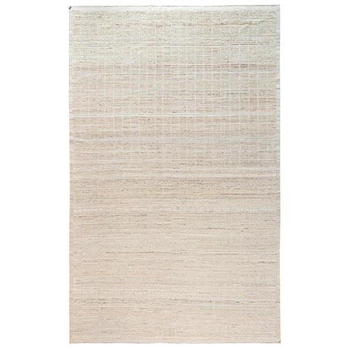 Parchment White, Moroccan Weave with Grid Design, Hand Knotted, Tone on Tone, Textured Pile, Undyed Natural Wool, Extra Wide and Long, Rare Mansion Size, XL, Oversized, Oriental 