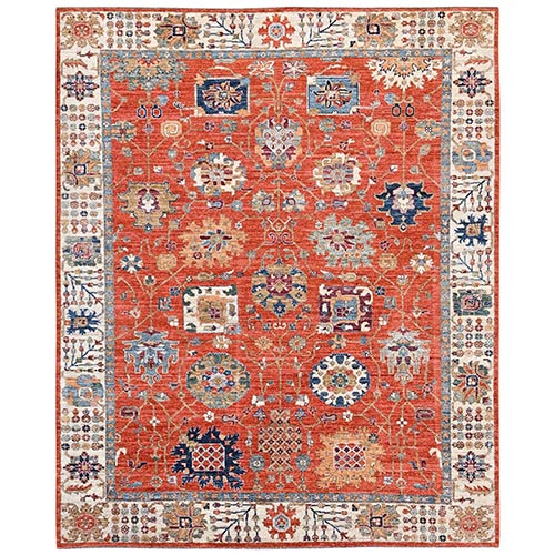 Burnt Orange, Northwest Persian All Over Design, Soft Pile, 100% Wool, Denser Weave, Hand Knotted, Oriental 