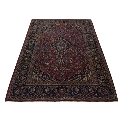 Currant Red, Vintage Persian Kashan, Excellent Condition, Soft, Clean, Sides and Ends Professionally Secured, 100% Wool, Hand Knotted, Oriental 