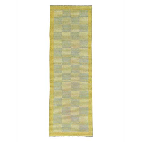Pure Wool Modern Gabbeh Raised Pile Runner Hand Knotted 