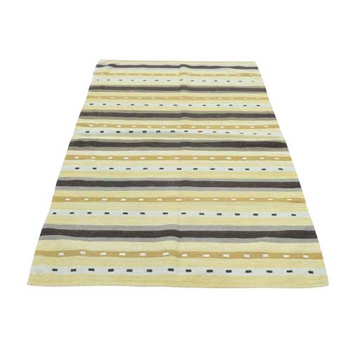Flat Weave Hand-Woven Reversible Striped Qashqai Kilim 