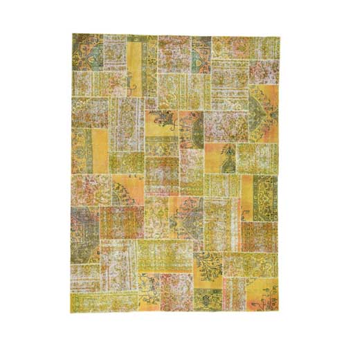 Hand-Knotted Persian Overdyed Patchwork Oriental Vintage 