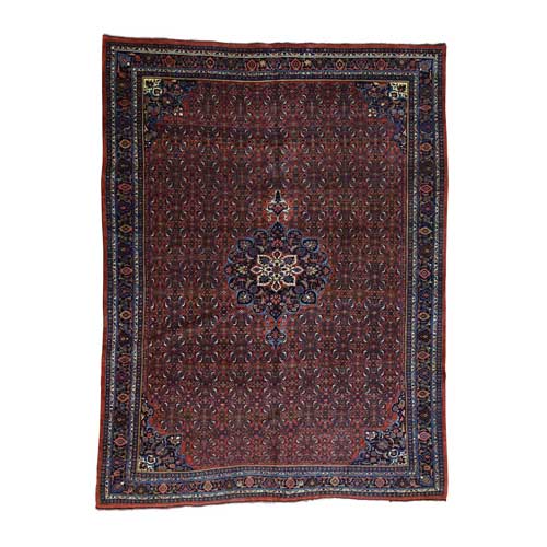 Red Antique Persian Bijar Exc Cond Hand-Knotted Oriental 