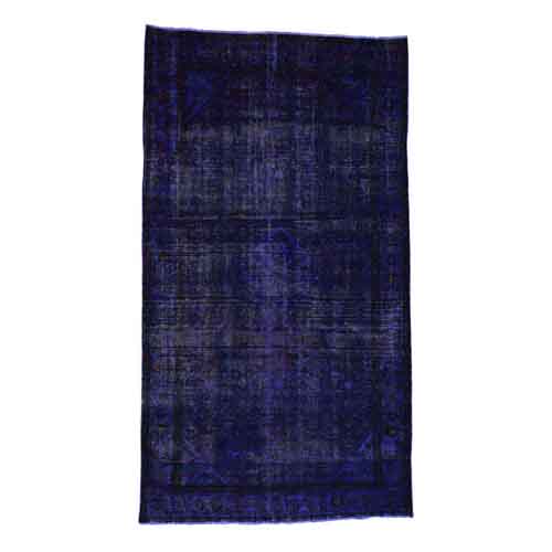 Handmade Pure Wool Overdyed Purple Wide Runner Hamadan 