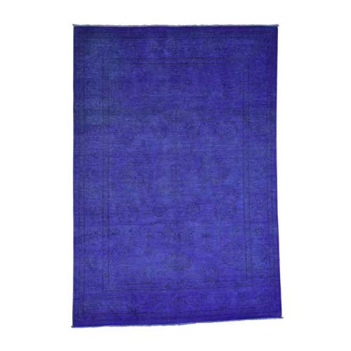 Purple Peshawar Overdyed Hand-Knotted Pure Wool Oriental 