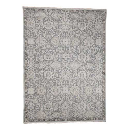 Hand-Knotted Flat Weave with Raised Silk Oriental 