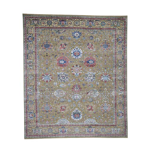 Textured Ancient Sultanabad Design Silk With Textured Wool Oriental Rug 