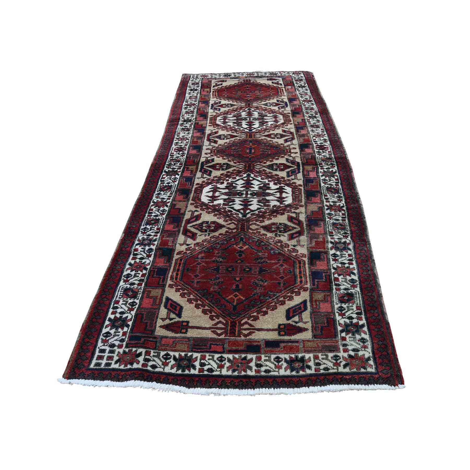 Semi Antique Persian Serab Pure Wool Wide Runner Hand-Knotted Oriental Rug 