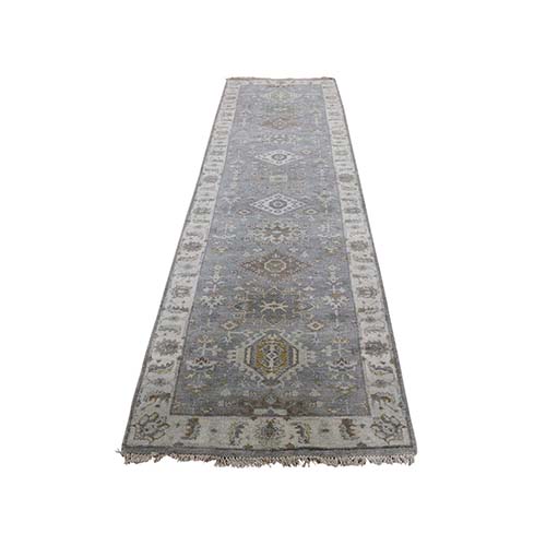 Karajeh Design Pure Wool Hand-Knotted Runner Oriental Rug Karajeh Design Pure Wool Hand-Knotted Runner Oriental Rug