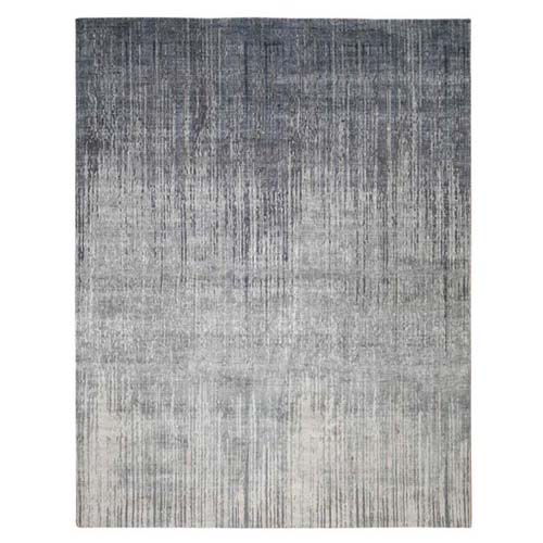 Vertical Ombre Design Pure Silk Hand-Knotted Oriental Rug