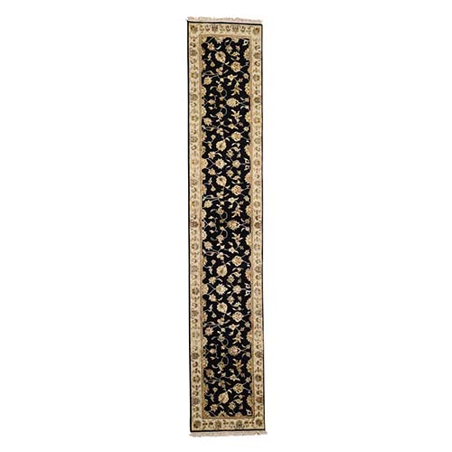 Hand-Knotted Half Wool and Half Silk Rajasthan XL Runner Oriental Rug Hand-Knotted Half Wool and Half Silk Rajasthan XL Runner Oriental Rug