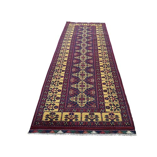 Afghan Khamyab Vegetable Dyes Denser Weave with Shiny Wool Hand-Knotted Runner Oriental 