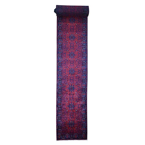Afghan Khamyab Silky Wool XL Runner Hand-Knotted Oriental Rug Afghan Khamyab Silky Wool XL Runner Hand-Knotted Oriental Rug
