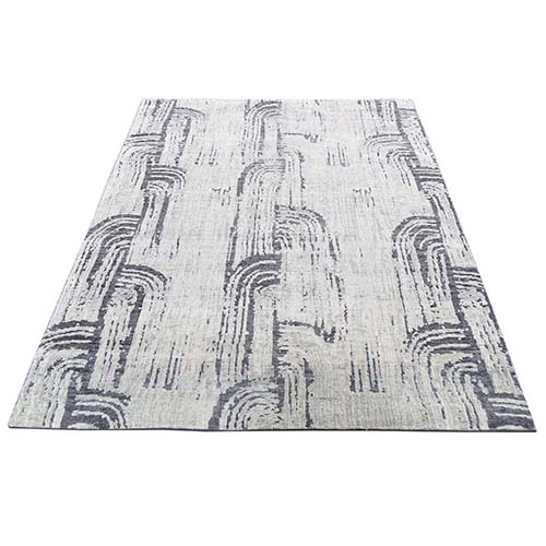 THE CANE, Pure Silk With Textured Wool Hand-Knotted Oriental Rug