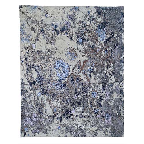 Abstract Design Wool and Silk Hand-Knotted Oriental 
