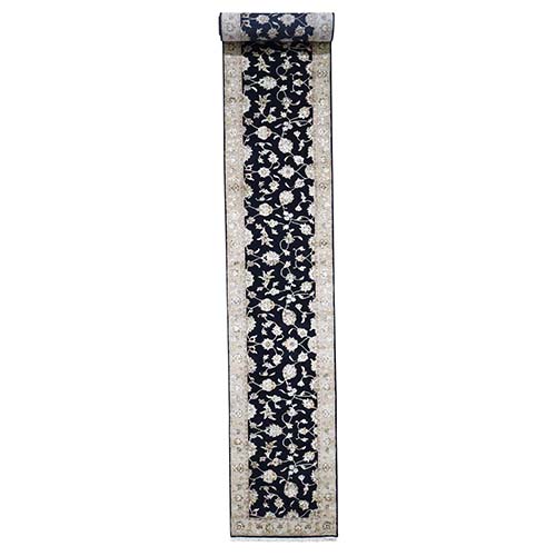 Half Wool and Half Silk Rajasthan XL Runner Hand-Knotted Oriental Rug Half Wool and Half Silk Rajasthan XL Runner Hand-Knotted Oriental Rug