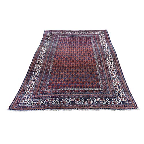 Brown Antique Persian Seraband Good Condition Even Wear Pure Wool Hand-Knotted Oriental 