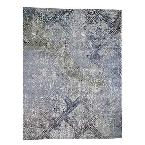 TRELLIS MOSAIC DESIGN With Real Silk Hand-Knotted Oriental Rug TRELLIS MOSAIC DESIGN With Real Silk Hand-Knotted Oriental Rug