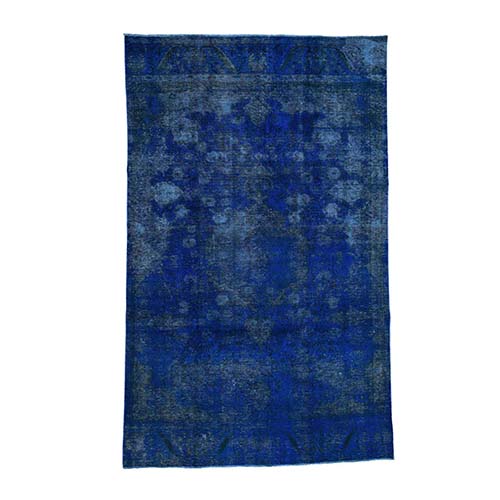 Overdyed Persian Tabriz Distressed Hand Knotted Worn Down Oriental 