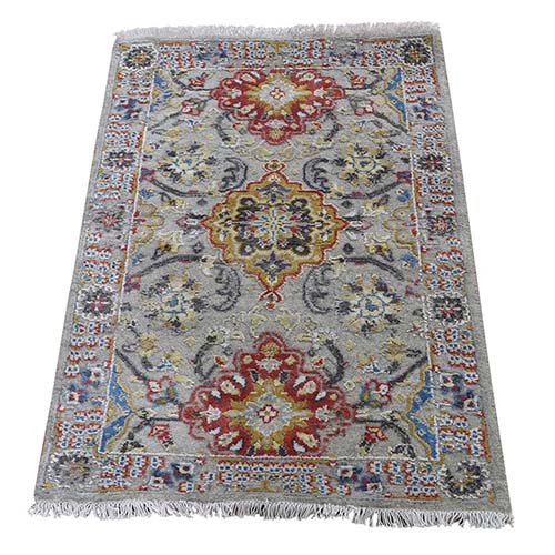 THE SUNSET ROSETTES Pure Silk and Wool Hand-Knotted Oriental Rug THE SUNSET ROSETTES Pure Silk and Wool Hand-Knotted Oriental Rug