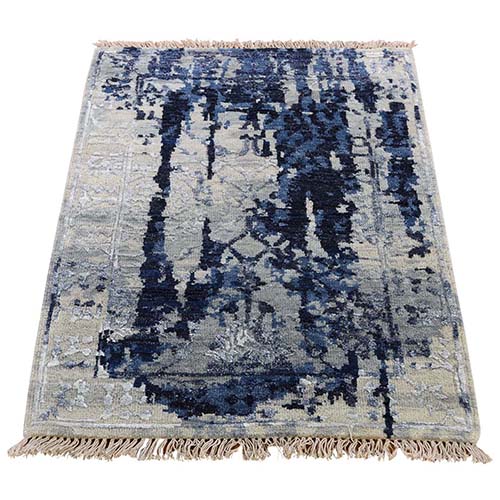Wool And Silk Shibori Design Tone On Tone Hand-Knotted Oriental Rug Wool And Silk Shibori Design Tone On Tone Hand-Knotted Oriental Rug