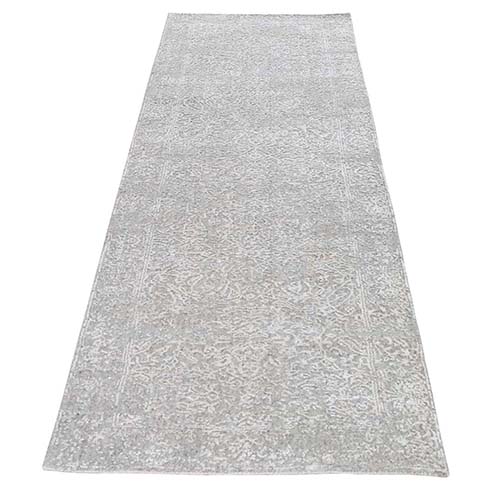 Turkish Knot Oushak Erased Design Runner Hand-Knotted Pure Wool Oriental Rug Turkish Knot Oushak Erased Design Runner Hand-Knotted Pure Wool Oriental Rug