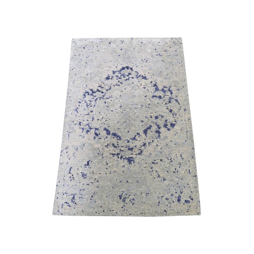 Diminishing Cypress Tree With Medallion Design Silk With Textured Wool Hand-Knotted Oriental Rug Diminishing Cypress Tree With Medallion Design Silk With Textured Wool Hand-Knotted Oriental Rug