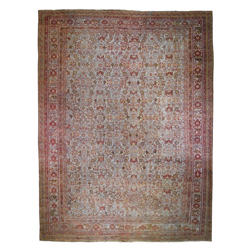 Mansion Size Antique Turkish Oushak All Over Design Pure Wool Hand Knotted Oriental 