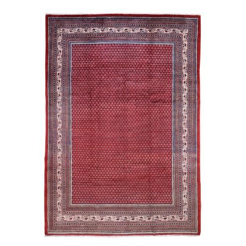 Red New Persian Sarouk Mir With Repetitive Design Pure Wool Oriental 