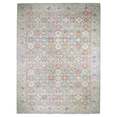Oversize THE SUNSET ROSETTES Wool & Pure Silk Hand-Knotted Oriental Rug